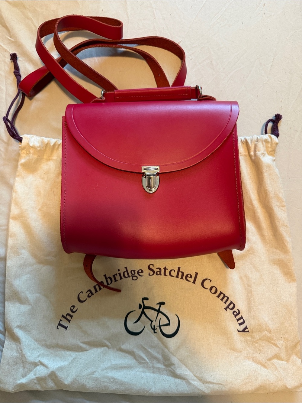 The Cambridge Satchel Company Red Leather Top-Handle Backpack